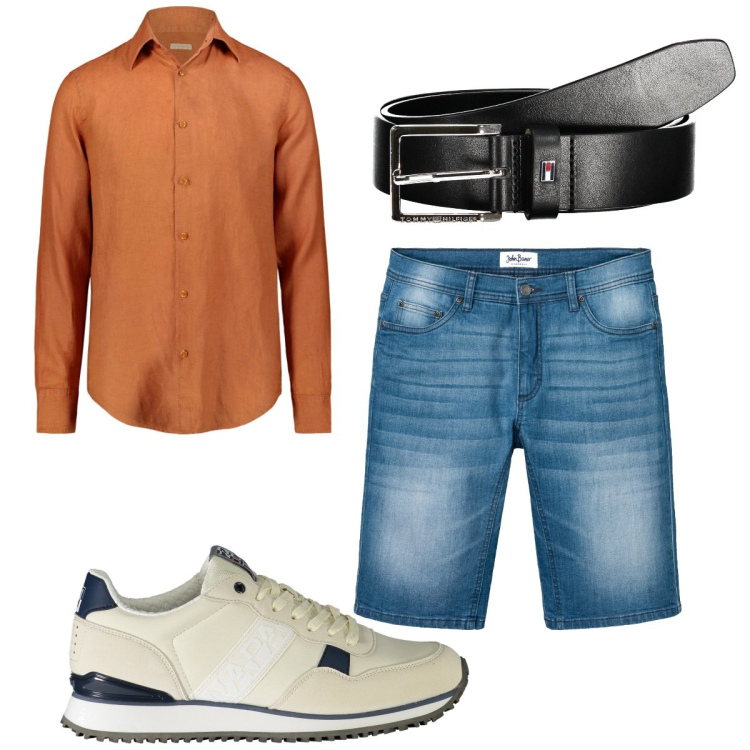 Outfit uomo - Total look #1927730. Stile Trendy per Tutti i giorni. Abbinamento con bermuda, sneakers, camicie, cinture.