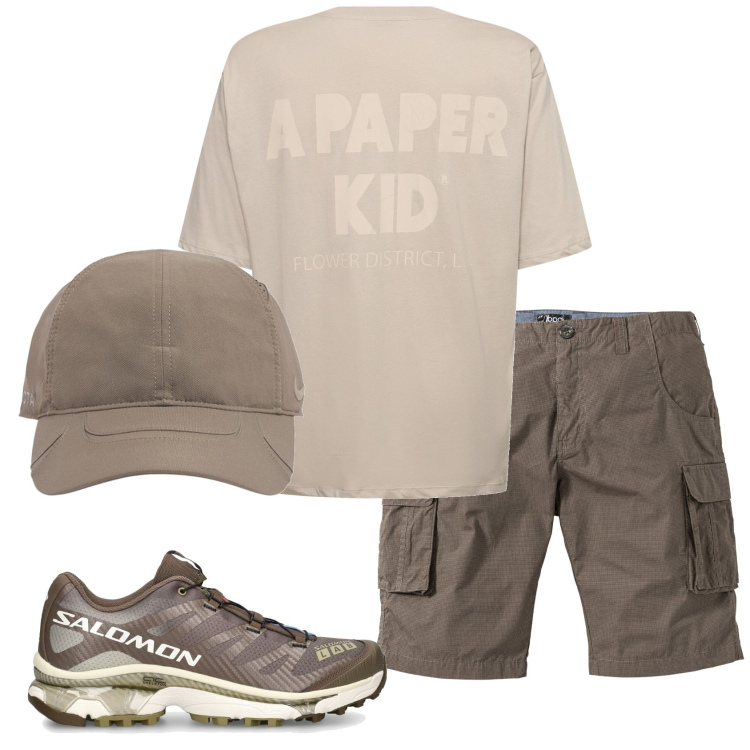 Outfit uomo - Total look #1928056. Stile Casual per Tutti i giorni. Abbinamento con bermuda, t-shirt, sneakers, cappelli.