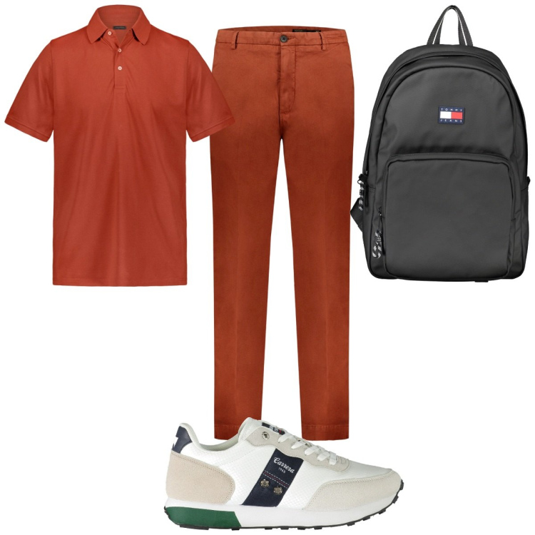 Outfit uomo - Total look #1928253. Stile Trendy per Tutti i giorni. Abbinamento con pantaloni, borse sportive, sneakers, polo.