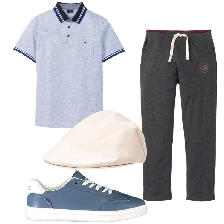 Outfit uomo - Total look #1928261. Stile Trendy per Tutti i giorni. Abbinamento con pantaloni, polo, cappelli e berretti, sneakers.