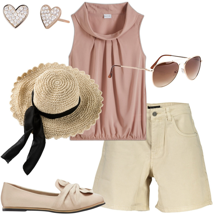 Outfit donna - Visita al kunsthistorisches museum. Stile Casual chic per Tutti i giorni. Abbinamento con cappelli, top, occhiali da sole, mocassini, orecchini, jeans.