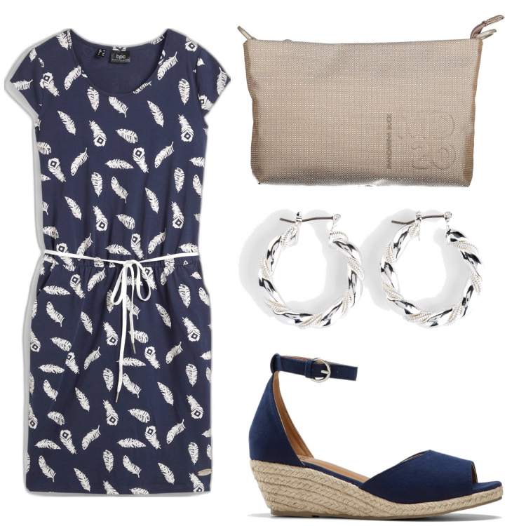 Outfit donna - Total look #1928518. Stile Casual per Tutti i giorni. Abbinamento con vestiti, orecchini, sandali, pochette.