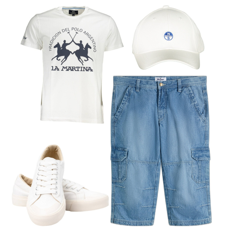 Outfit uomo - Total look #1928571. Stile Casual per Tutti i giorni. Abbinamento con jeans dritti, sneakers, t-shirt, cappelli con visiera.