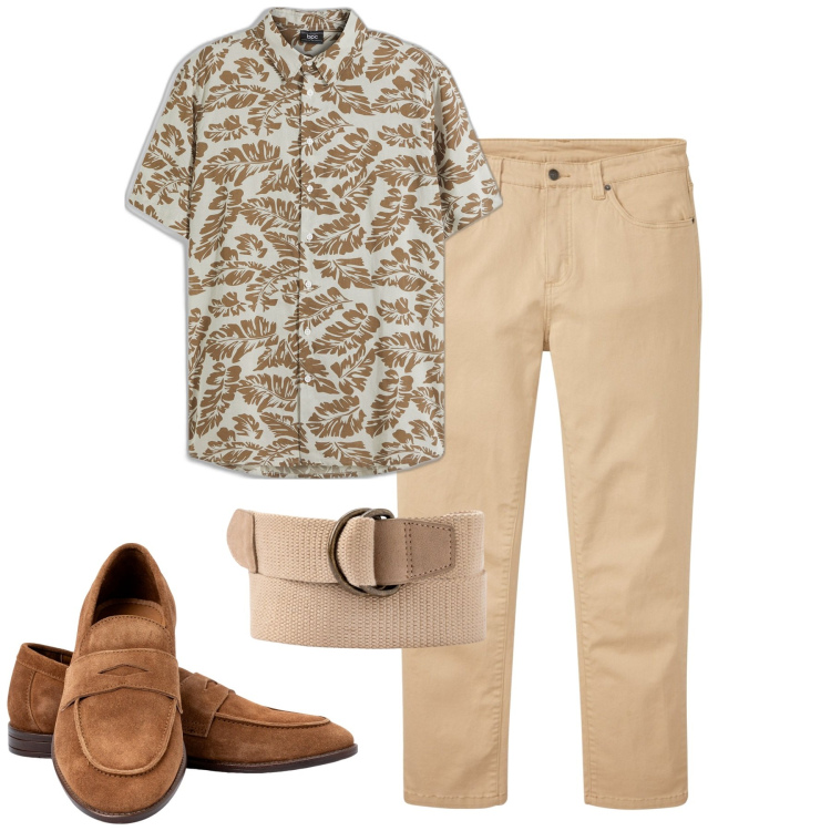 Outfit uomo - Total look #1928626. Stile Urban per Tutti i giorni. Abbinamento con pantaloni, camicie a manica corta, cinture, scarpe stringate.