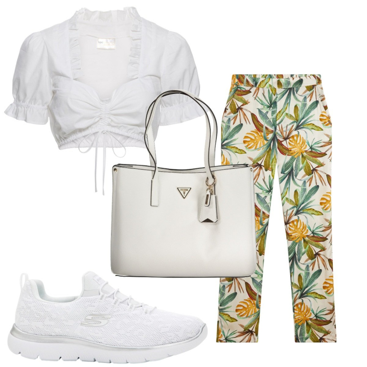 Outfit donna - Total look #1928639. Stile Trendy per Tutti i giorni. Abbinamento con camicie, sneakers, pantaloni, borse a spalla.