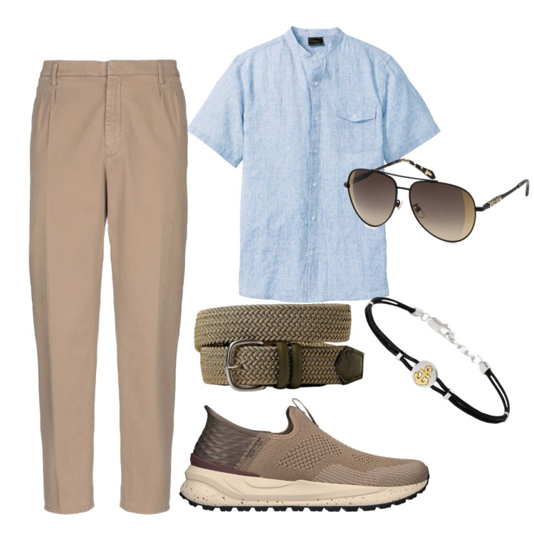 Outfit uomo - Total look #1928884. Stile Trendy per Serata speciale. Abbinamento con camicie a manica corta, pantaloni, braccialetti, sneakers, cinture, occhiali da sole.