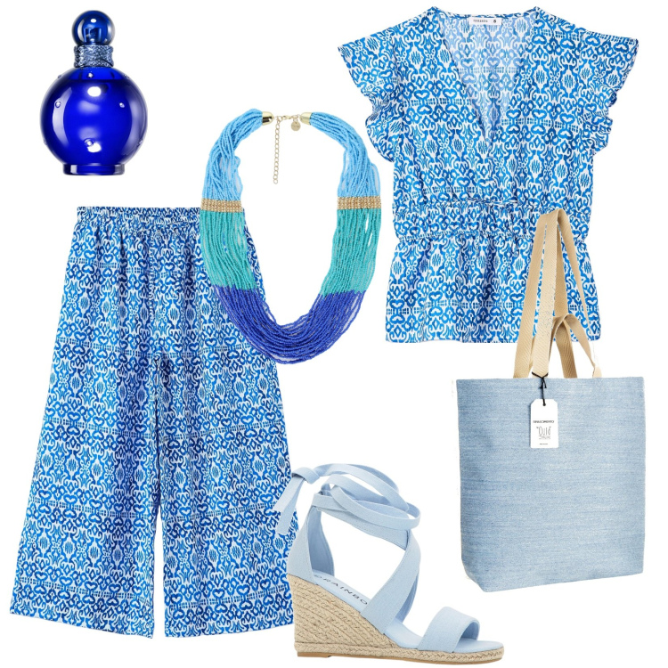 Outfit donna - Il mare di Peschici ... tanti ricordi!. Stile Boho per Tutti i giorni. Abbinamento con sandali, profumi, pantaloni a palazzo, bluse, borse tote, collane.