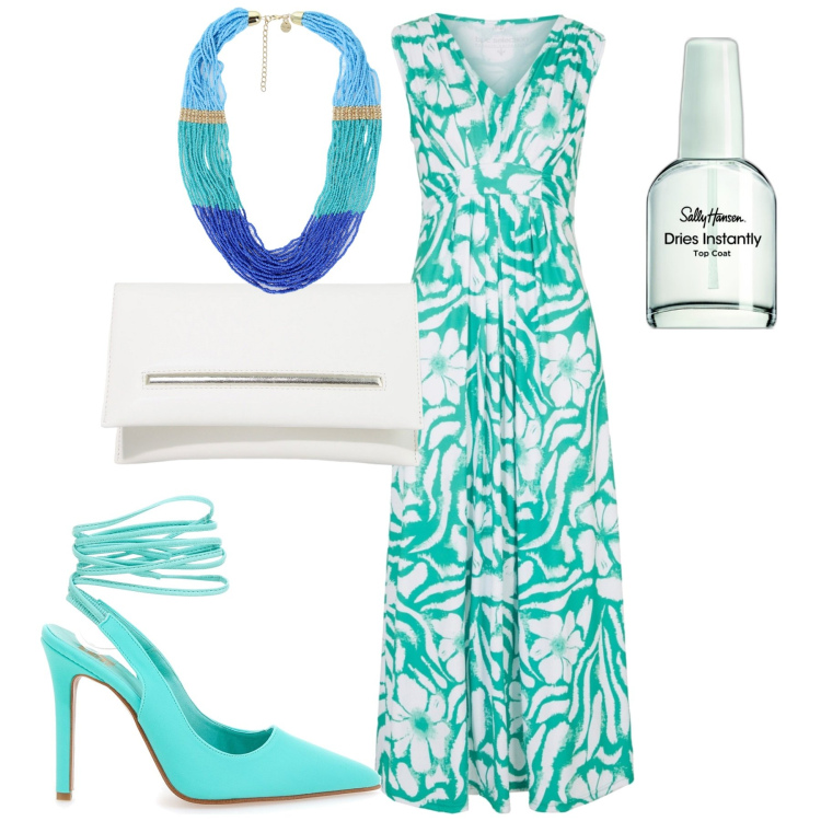 Outfit donna - Cerimonia. Stile Chic per Cerimonia. Abbinamento con vestiti lunghi, smalti, pochette, collane, décolleté.