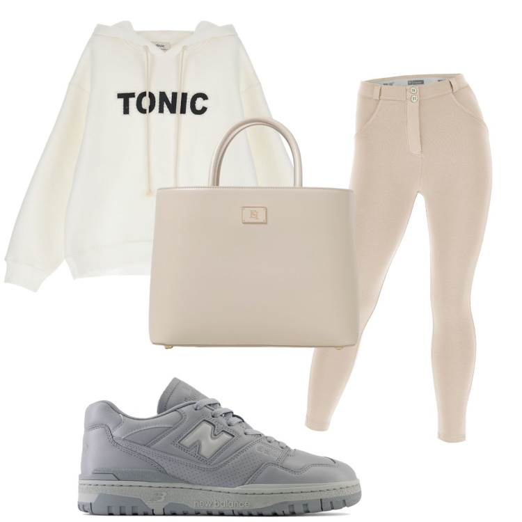 Outfit donna - Total look #1929237. Stile Basic per Tutti i giorni. Abbinamento con sneakers, pantaloni skinny, felpe con cappuccio, borse a mano.