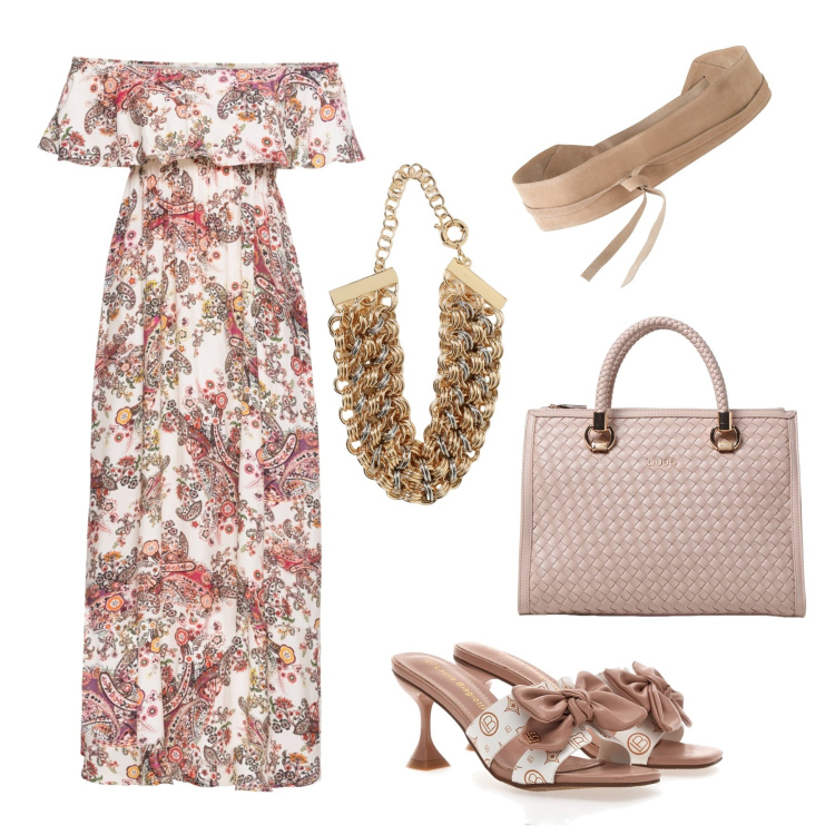 Outfit donna - Al matrimonio con l’abito boho. Stile Boho per Cerimonia. Abbinamento con vestiti lunghi, cinture, ciabatte, borse a mano, collane.