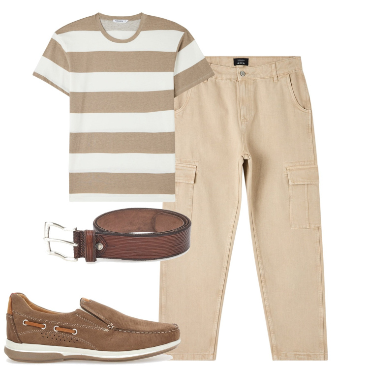 Outfit uomo - Total look #1929445. Stile Urban per Tutti i giorni. Abbinamento con t-shirt, pantaloni cargo, scarpe stringate, cinture.
