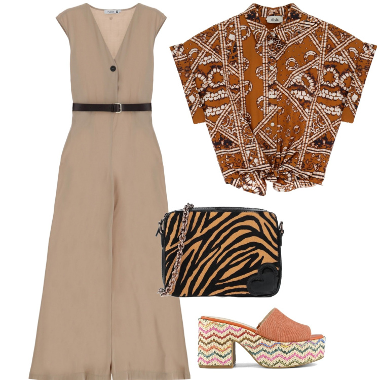 Outfit donna - Dettagli etnici. Stile Etnico per Tutti i giorni. Abbinamento con borse a tracolla, tute, camicie a manica corta, sandali.