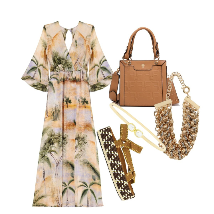 Outfit donna - MIXARE il colore sabbia. Stile Etnico per Tutti i giorni. Abbinamento con borse tote, vestiti lunghi, cinture, sandali, collane.