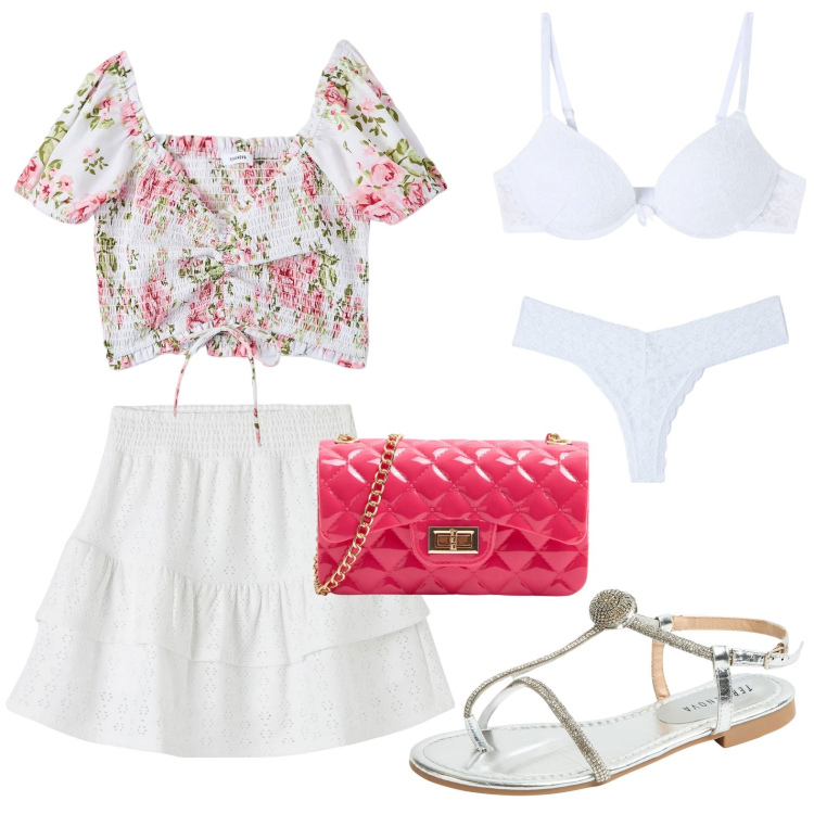 Outfit donna - Terranova-vacanze in Riviera Amalfitana. Stile Casual per Mare. look ideale per Petite. Abbinamento con reggiseni, borse a tracolla, ciabatte, bluse, culotte, minigonne.