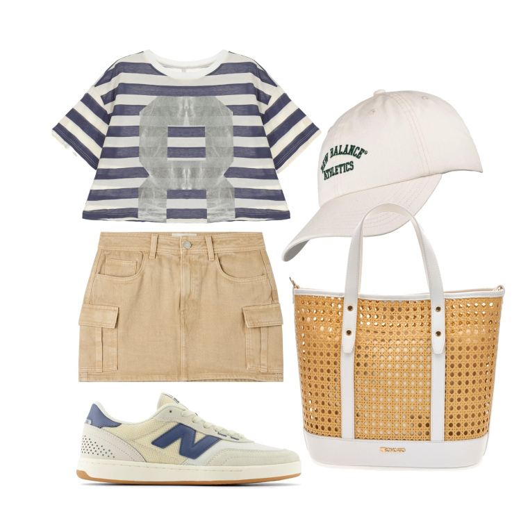 Outfit donna - Ghost outfitter - agosto. Stile Casual per Tutti i giorni. Abbinamento con minigonne, sneakers, cappelli, t-shirt, borse a spalla.