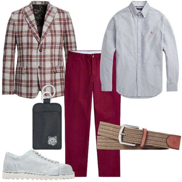 Outfit uomo - Total look #1930350. Stile Business/Elegante per Serata speciale. Abbinamento con giacche, cinture, camicie, pantaloni chino, portafogli, scarpe stringate.