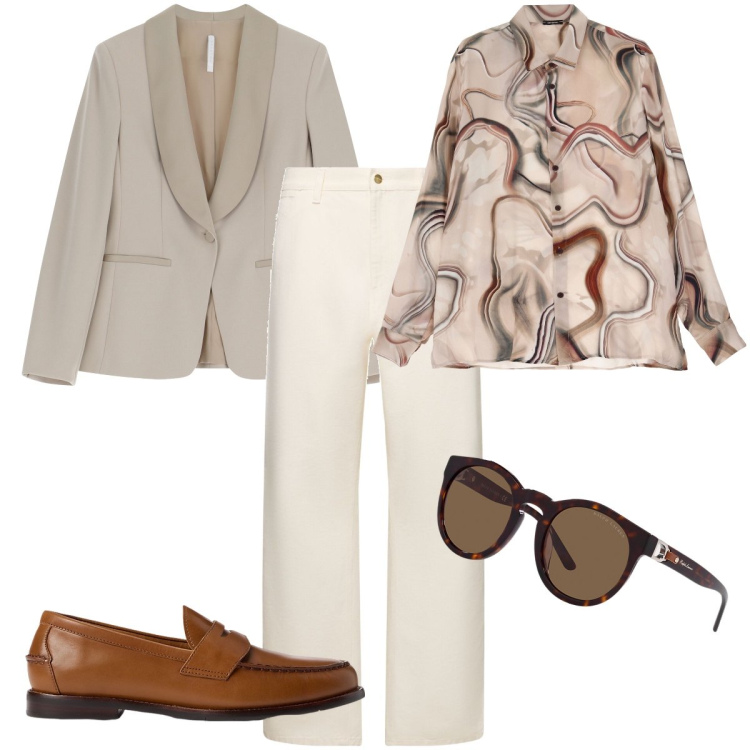 Outfit uomo - Un po’ eccentrico. Stile Trendy per Cerimonia. Abbinamento con camicie, giacche, scarpe stringate, occhiali da sole, pantaloni.