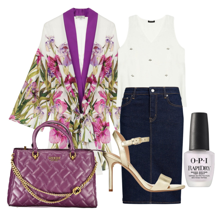 Outfit donna - Ghost outfitter - agosto. Stile Glamour per Tutti i giorni. Abbinamento con smalti, cardigans, gonne, sandali in pelle, collane, top.