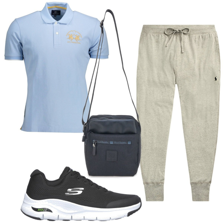 Outfit uomo - Total look #1930791. Stile Trendy per Tutti i giorni. Abbinamento con pantaloni, portafogli, polo, sneakers.