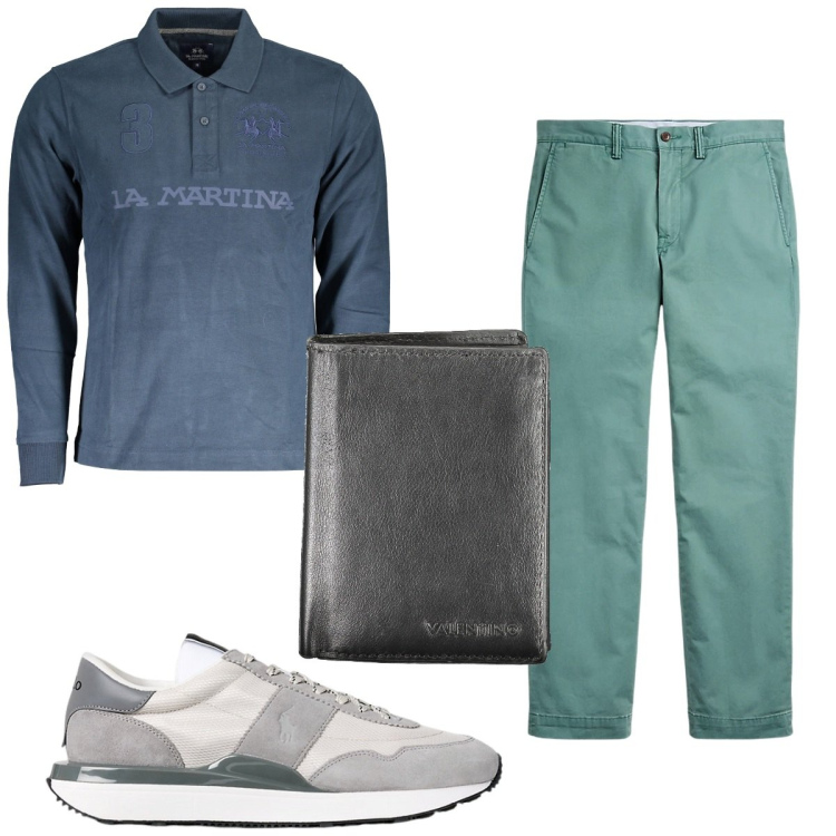 Outfit uomo - Total look #1930798. Stile Trendy per Tutti i giorni. Abbinamento con pantaloni, sneakers, polo, portafogli.