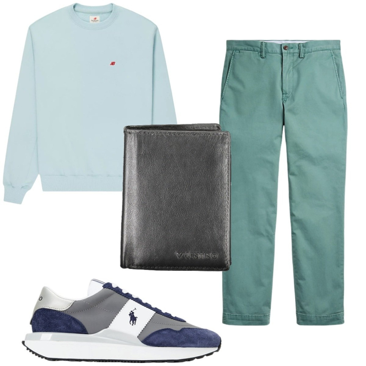 Outfit uomo - Total look #1930800. Stile Trendy per Tutti i giorni. Abbinamento con felpe, pantaloni, sneakers, portafogli.