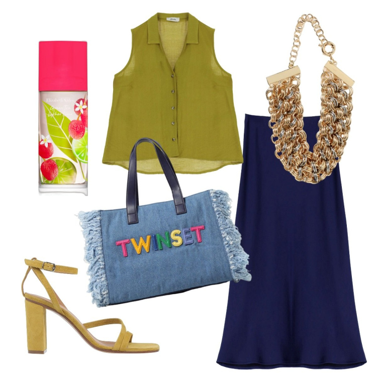 Outfit donna - Bon ton estivo. Stile Bon Ton per Serata fuori. Abbinamento con sandali in pelle, profumi, gonne lunghe, bluse, collane, borse a mano.