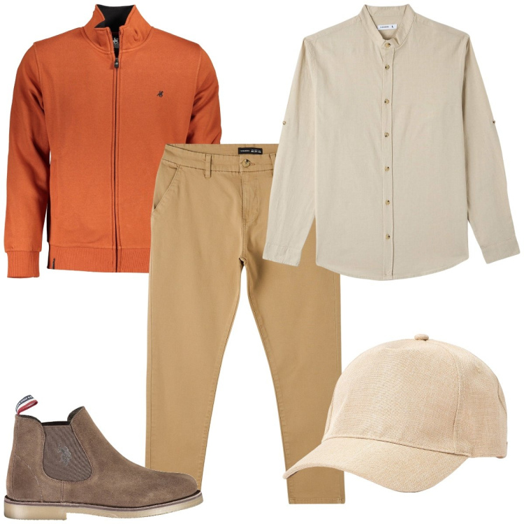 Outfit uomo - Total look #1931014. Stile Casual per Ufficio. Abbinamento con camicie, cappelli, pantaloni chino, stivali, felpe.