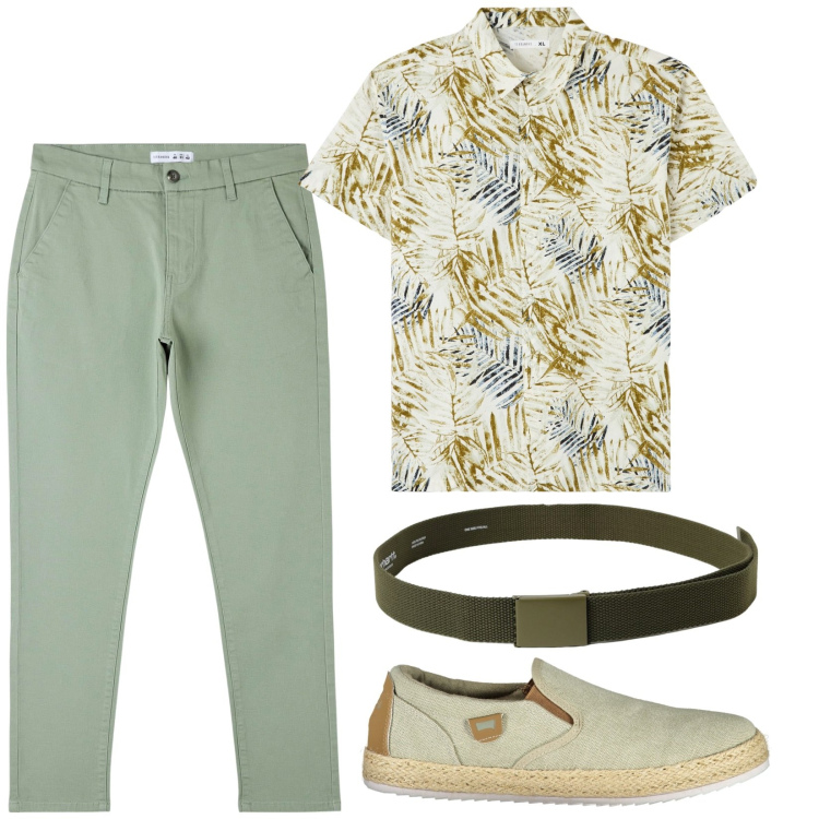 Outfit uomo - Total look #1931199. Stile Casual per Tutti i giorni. Abbinamento con pantaloni skinny, camicie a manica corta, cinture, sneakers.