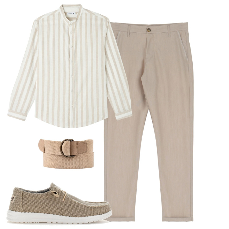 Outfit uomo - Agosto. Stile Trendy per Tutti i giorni. Abbinamento con camicie, pantaloni, scarpe stringate, cinture.