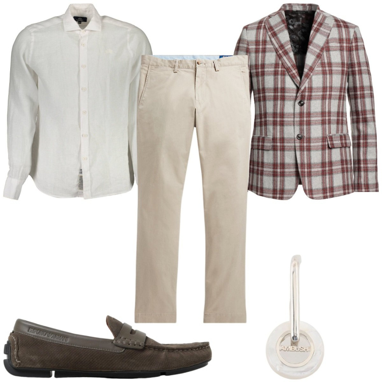 Outfit uomo - Total look #1931475. Stile Trendy per Tutti i giorni. Abbinamento con giacche, orecchini, pantaloni, camicie, scarpe stringate.