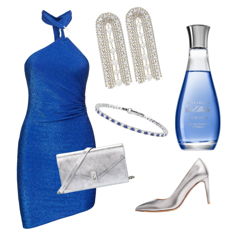 Outfit donna - Stars. Abbinamento con profumi, braccialetti, décolleté, clutch, vestiti, orecchini.