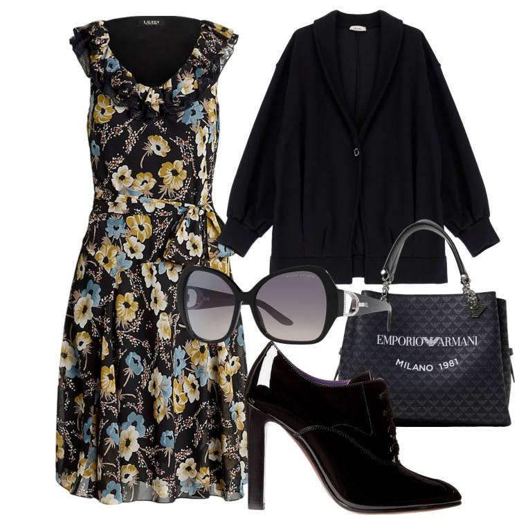 Outfit donna - Rientro a settembre. Stile Bon Ton per Ufficio. Abbinamento con blazer, occhiali da sole, vestiti senza maniche, décolleté, borse a mano.