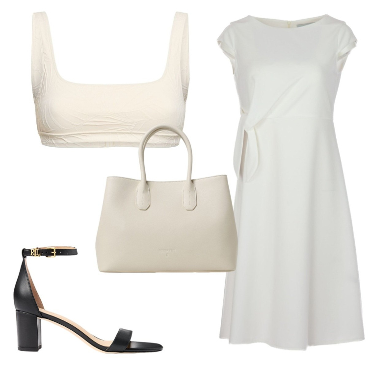 Outfit donna - Total look #1931881. Stile Minimal per Mare. Abbinamento con sandali in pelle, vestiti midi/longuette, bikini, borse a mano.