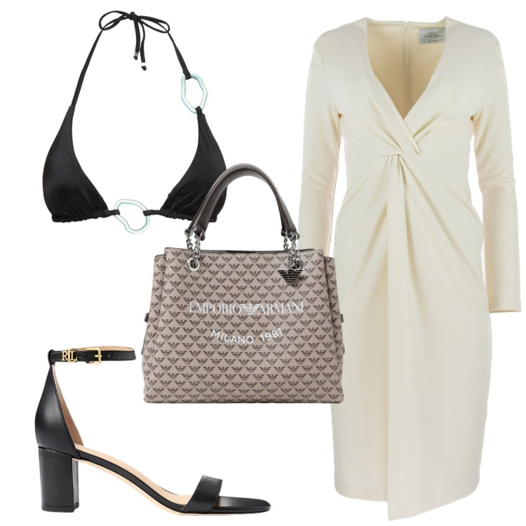 Outfit donna - Total look #1931885. Stile Trendy per Mare. Abbinamento con sandali in pelle, vestiti midi/longuette, bikini, borse a mano.