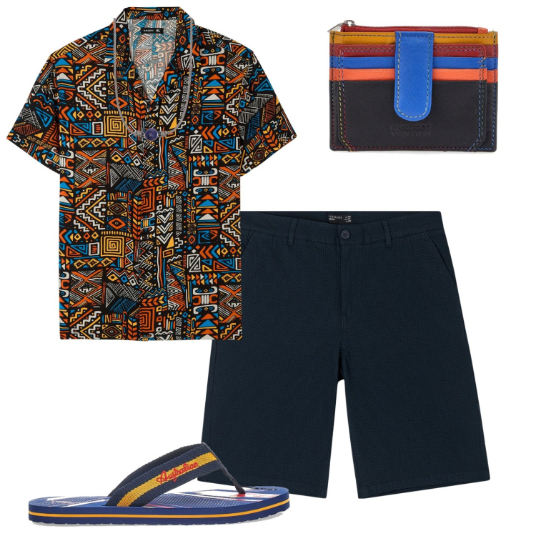 Outfit uomo - Se non la metto in vacanza questa.... Stile Biker Rock per Mare. Abbinamento con bermuda, camicie a manica corta, collane, sandali, portafogli.