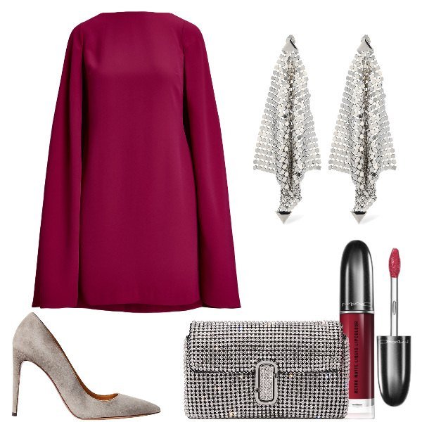 Outfit donna - Total look #1931936. Stile Chic per Serata fuori. Abbinamento con rossetti, vestiti, décolleté, borse a spalla, orecchini.