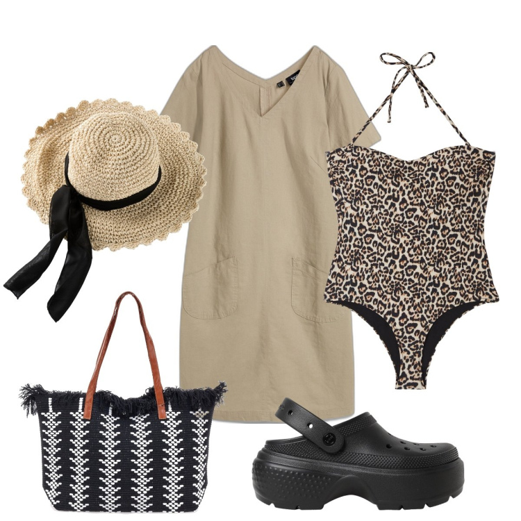 Outfit donna - Il cappello di paglia alla via col vento. Stile Bon Ton per Mare. Abbinamento con cappelli, vestiti corti, costumi interi, borse a spalla, sabot.