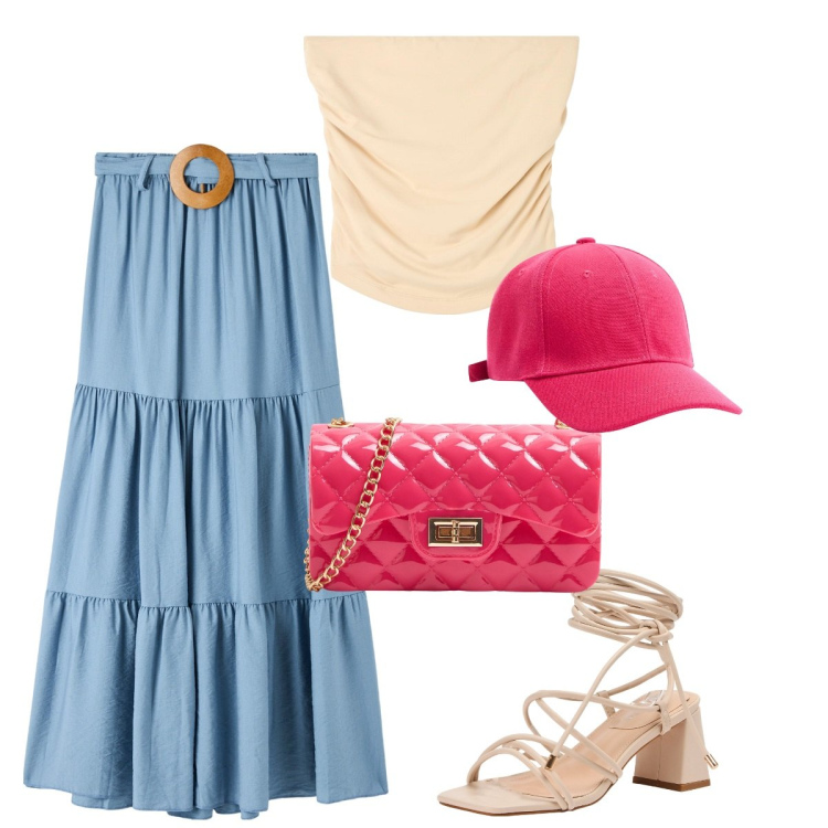 Outfit donna - Terranova - vacanze in riviera. Stile Boho per Tutti i giorni. Abbinamento con top, borse a tracolla, gonne lunghe, cappelli, sandali alla schiava.
