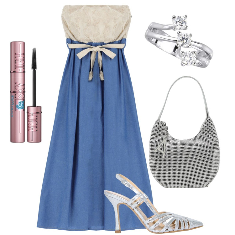 Outfit donna - L’abito col corpetto. Stile Vintage retrò per Cerimonia. Abbinamento con mascara, anelli, vestiti lunghi, sandali in pelle, borse a spalla.