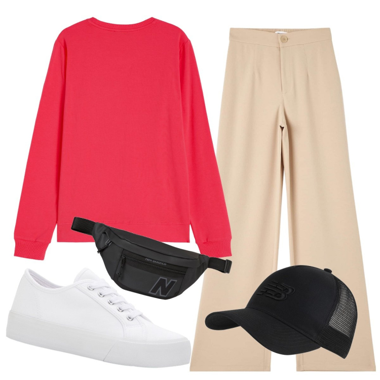Outfit donna - Total look #1932502. Stile Basic per Tutti i giorni. Abbinamento con sneakers, pantaloni, marsupi, cappelli con visiera, felpe.