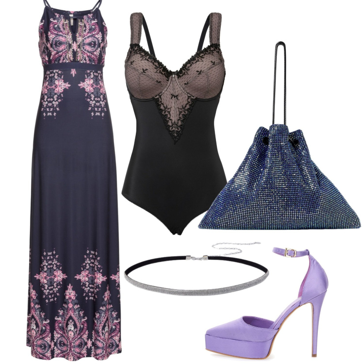 Outfit donna - Total look #1932687. Stile Boho per Cerimonia. Abbinamento con body, vestiti, borse a spalla, décolleté, cinture.