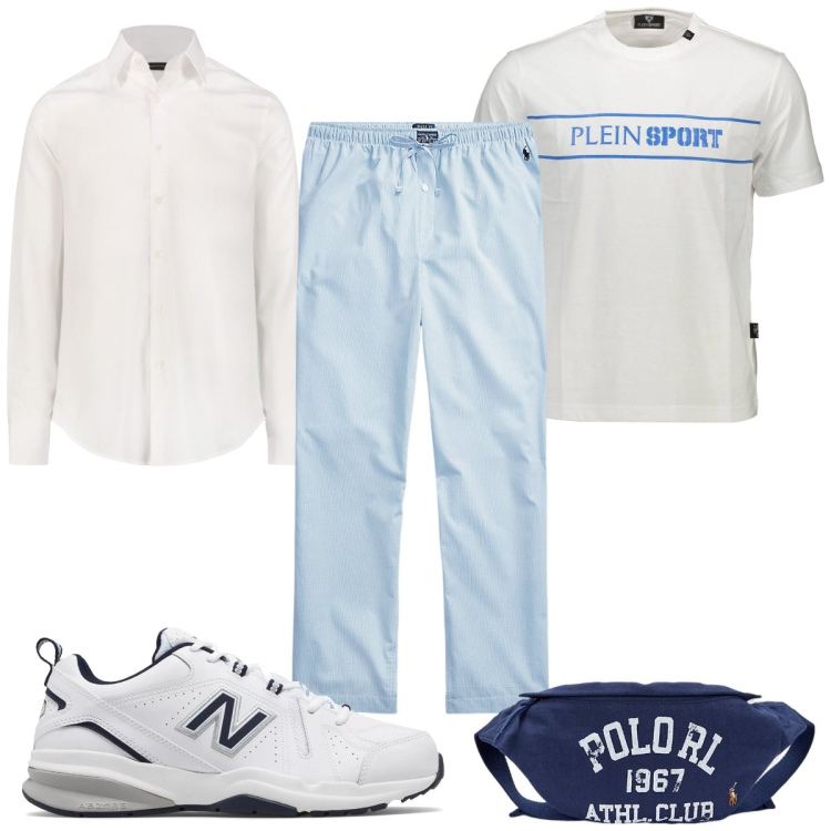 Outfit uomo - Total look #1932792. Stile Casual per Tutti i giorni. Abbinamento con sneakers, pantaloni, borse sportive, t-shirt, camicie.