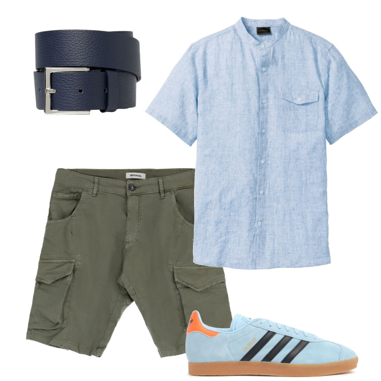 Outfit uomo - Casual. Stile Casual per Tutti i giorni. Abbinamento con camicie a manica corta, bermuda, cinture, sneakers.