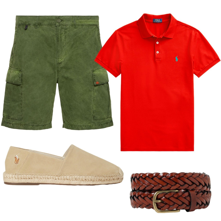 Outfit uomo - Total look #1933032. Stile Casual per Tutti i giorni. Abbinamento con polo, espadrillas, shorts, cinture.