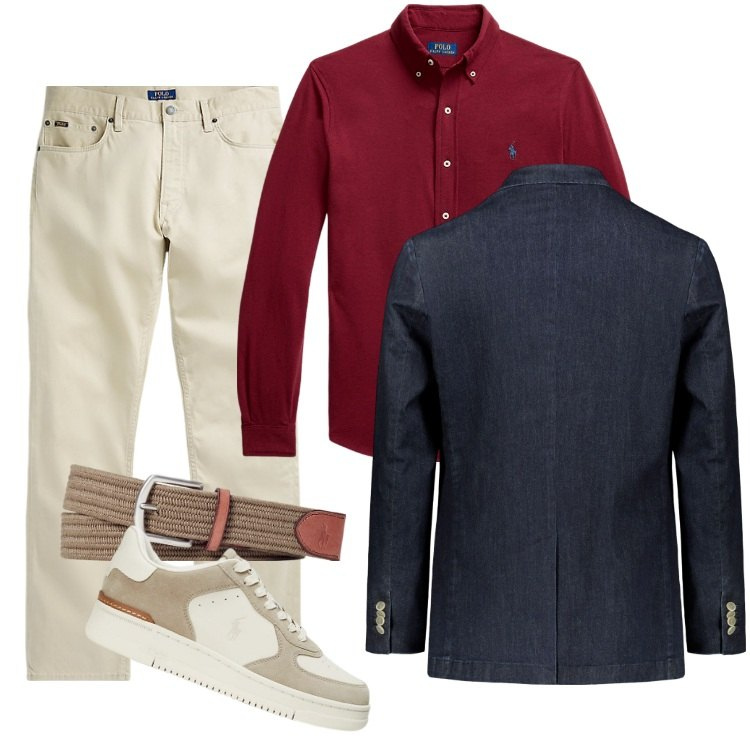 Outfit uomo - Total look #1933194. Stile Casual per Ufficio. Abbinamento con cinture, sneakers, pantaloni, camicie, giacche.