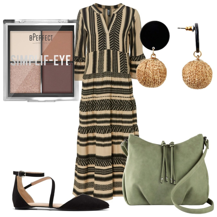 Outfit donna - Estate a Siviglia : gli orecchini etnici. Stile Etnico per Tutti i giorni. Abbinamento con orecchini, vestiti lunghi, borse a tracolla, ballerine, ombretti.