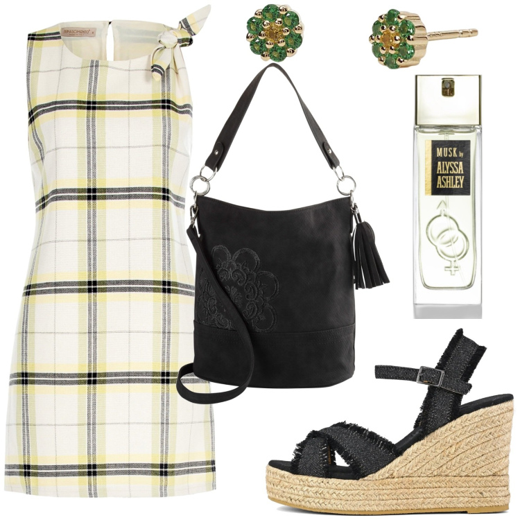 Outfit donna - Pic nic in montagna. Stile Vintage retrò per Tutti i giorni. Abbinamento con borse a mano, profumi, orecchini, vestiti lunghi, sandali.