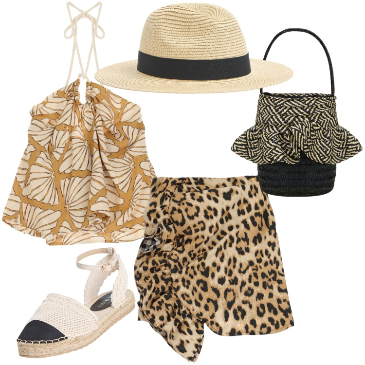 Outfit donna - Ole’. Stile Etnico per Tutti i giorni. Abbinamento con cappelli, espadrillas, minigonne, borse a secchiello, canottiere.