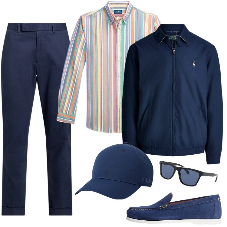 Outfit uomo - Total look #1933575. Stile Casual per Tutti i giorni. Abbinamento con scarpe stringate, camicie, occhiali da sole, pantaloni chino, giacche, cappelli.