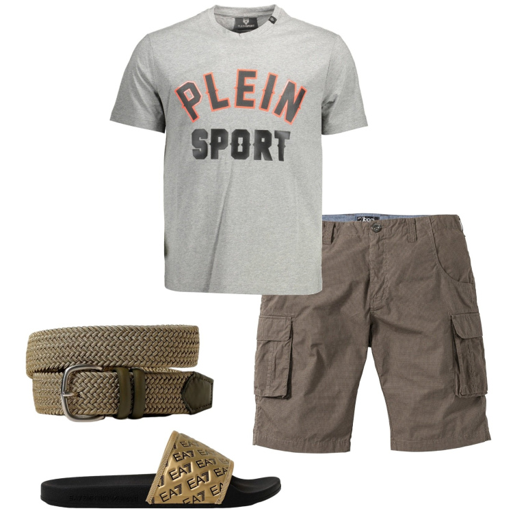 Outfit uomo - Ciabatte griffate. Stile Casual per Tutti i giorni. Abbinamento con bermuda, t-shirt, cinture, sandali.